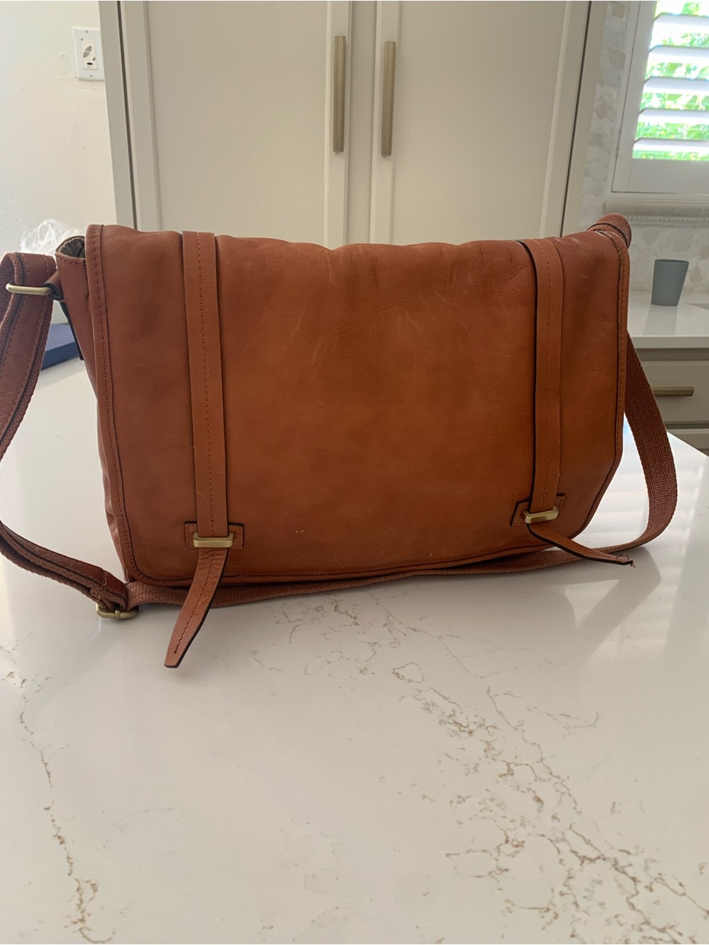 The Old Angler Large Leather Messenger Bag